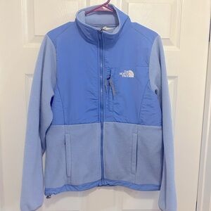 The north face light blue women’s fleece jacket